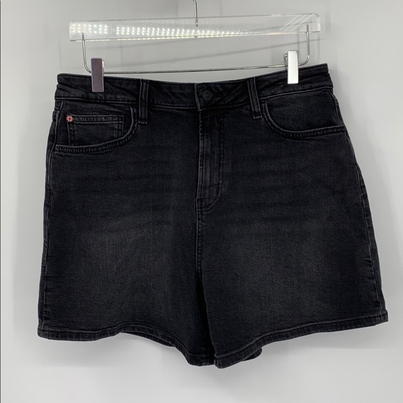 Hudson Relaxed denim shorts Unplugged black jean high rise wide leg women new 29 - Picture 2 of 5